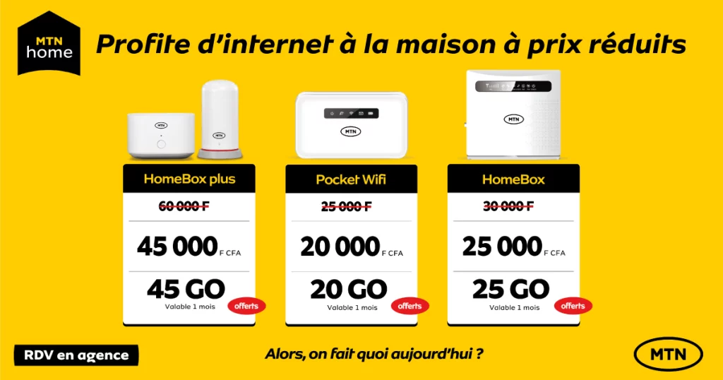 exemple de forfaits bisatel en e-commerce. international en Afrique