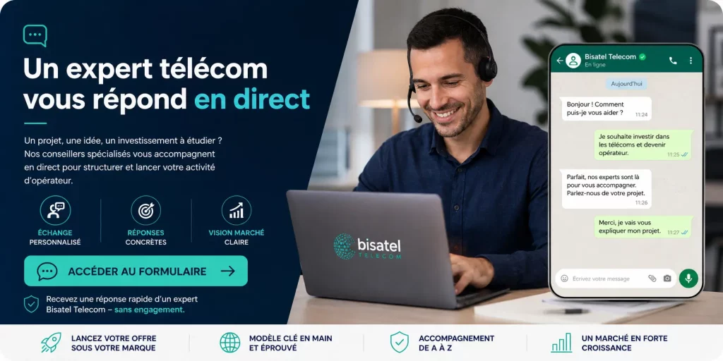 Contactez un expert Bisatel Telecom pour obtenir des conseils sur votre projet de création d'opérateur mobile.
