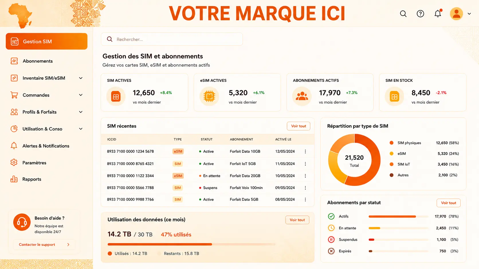 interface oprateur marque blanche Afrique 1