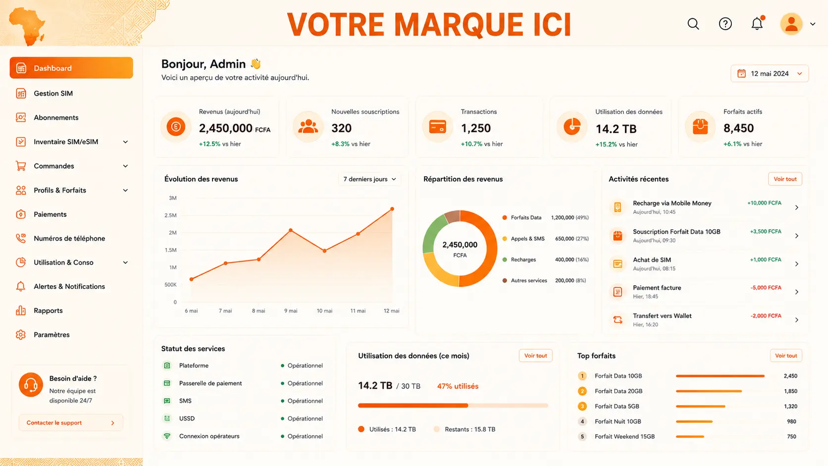 interface oprateur marque blanche Afrique 3